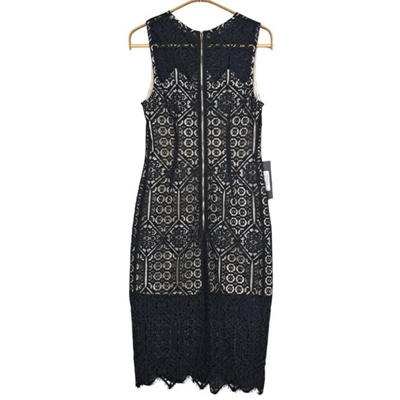Guess by Marciano Black Lace Flower Pencil Dress Size 4 - Picture 3 of 13